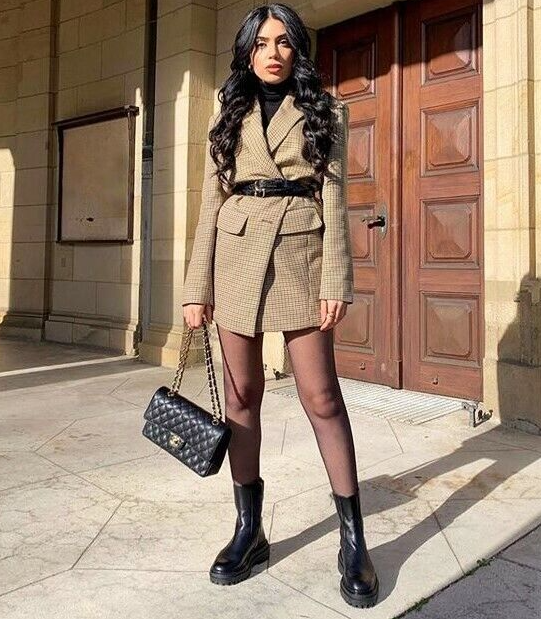 ZARA CAMEL/BLACK/BROWN OVERSIZED PLAID CHECK MASCULINE BLAZER SIZE M