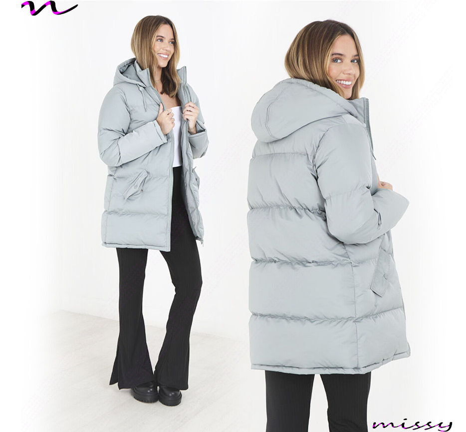 NEW Womens LADIES LONG PUFFER PARKA JACKET Quilted WINTER COAT Size 8-16 SH